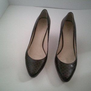 Prada Brown Leather Reptile Skin Patterned High Heels